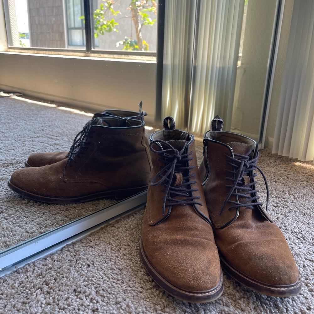 Aldo Brown Suede Hightop Boots lace up and zipper Mens size 10.5 preloved